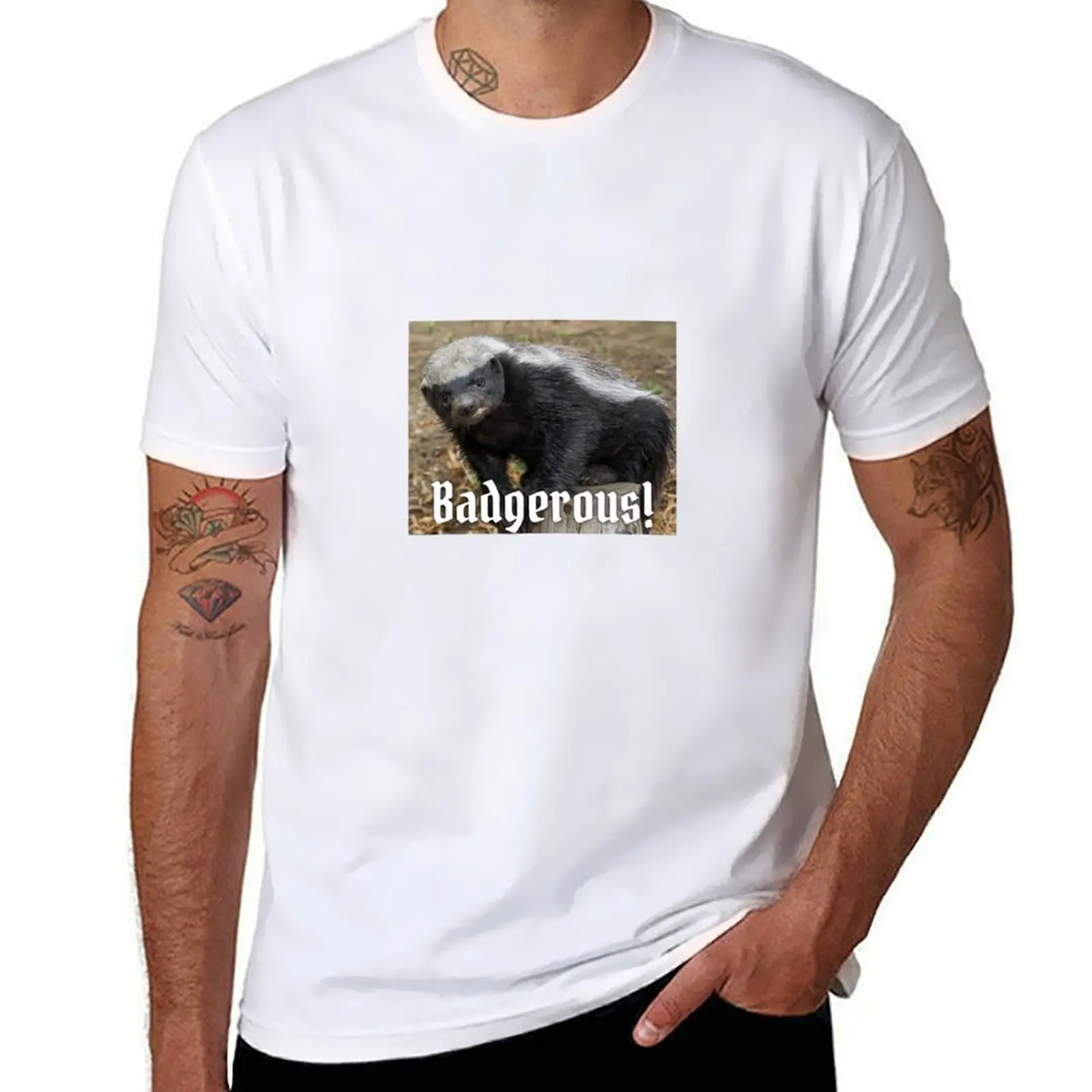 

Badgers are Dangerous or BADGEROUS T-Shirt man t shirts graphic t shirts for man graphic vintage t shirts for man cotton T-shirt