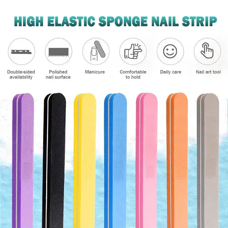 5pcs Sponge Polishing Strips Frosted Nail File Strips Double Sided Manicure Rub Tofu Block Nail Tools Manicure Sharpening Nail