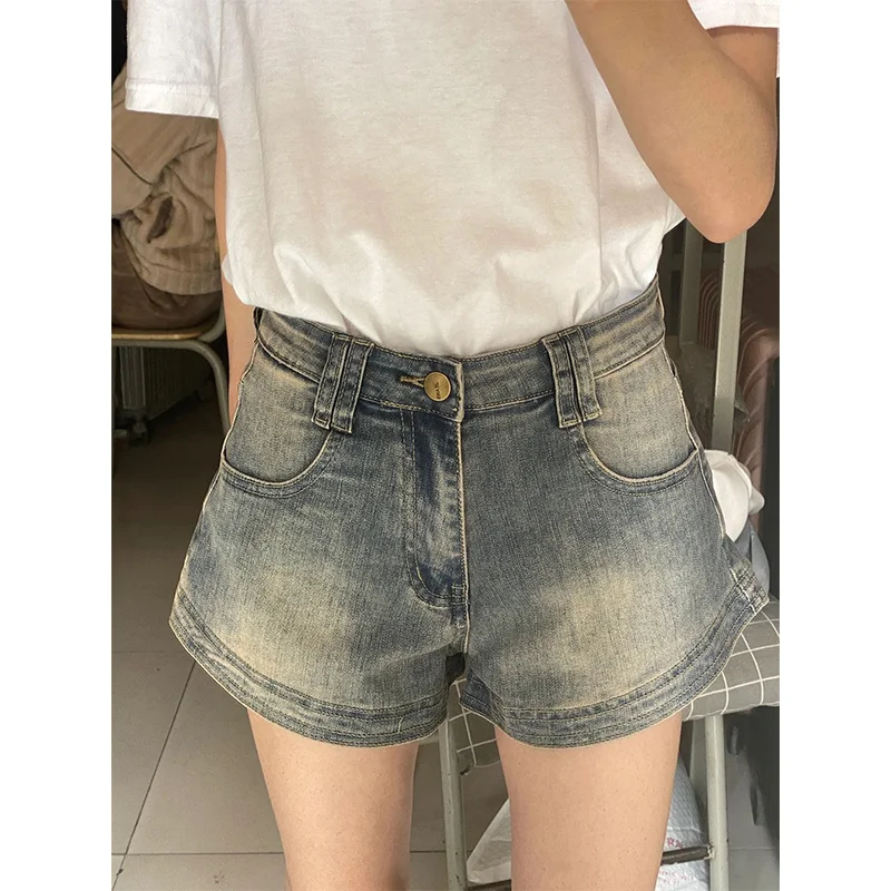 Novedad de verano, pantalones vaqueros finos holgados de cintura alta para mujer, pantalones calientes de pierna ancha acampanados, faldas ort sexis, pantalones vaqueros informales