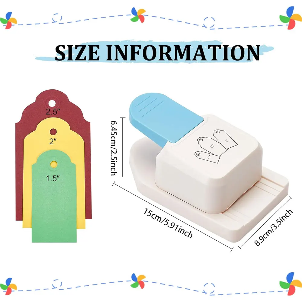 3-in-1 Label Puncher, 1.5/2/2.5 Inch Gift Label Paper Puncher, Suitable for DIY Projects, Cards, Scrapbooks, and Crafts.