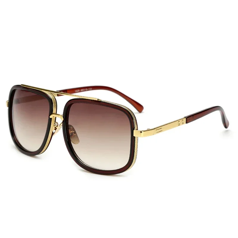 Metal Polarized Sunglasses Men Oversized Gradient Square Frame Fashion Male Driving Cycling Sun Glasses  UV400 Óculos De Sol