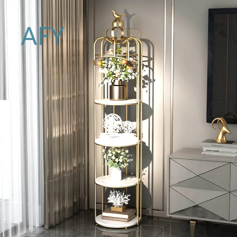 Nordic Wrought Iron Bird Cage Flower Stand for Indoor Balcony Living Room Floor to Ceiling Multi Layer Shelf Storage
