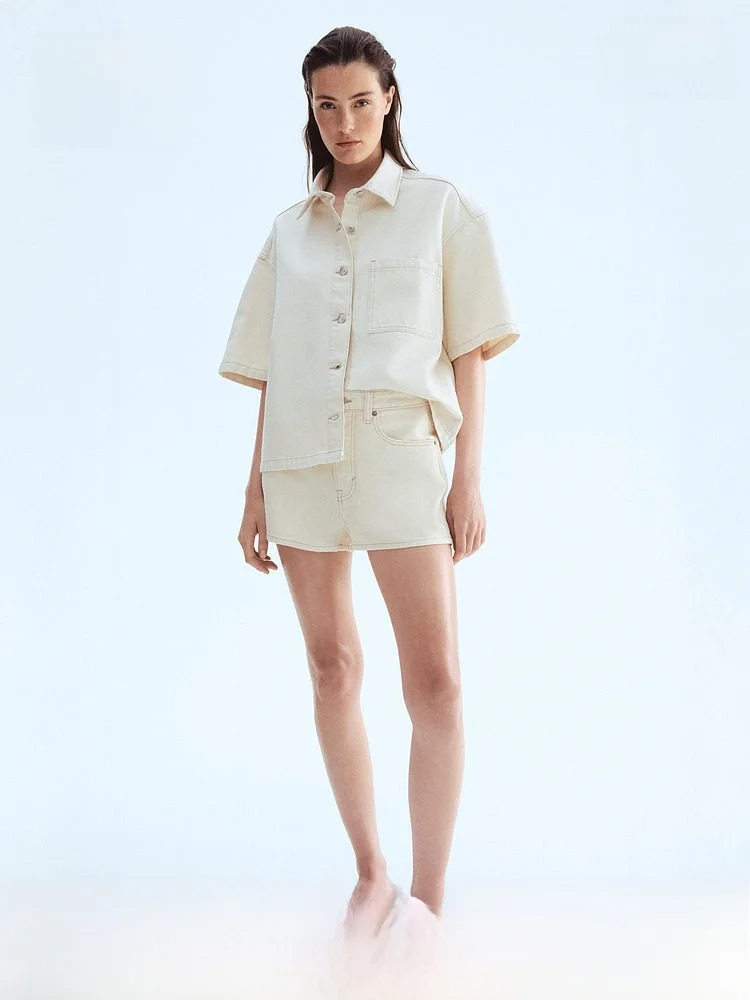 

Джинсовые шорты с высокой талией для женщин, весенние, повседневные, из 100% хлопка, H&M, для молодых женщин 8-24 лет