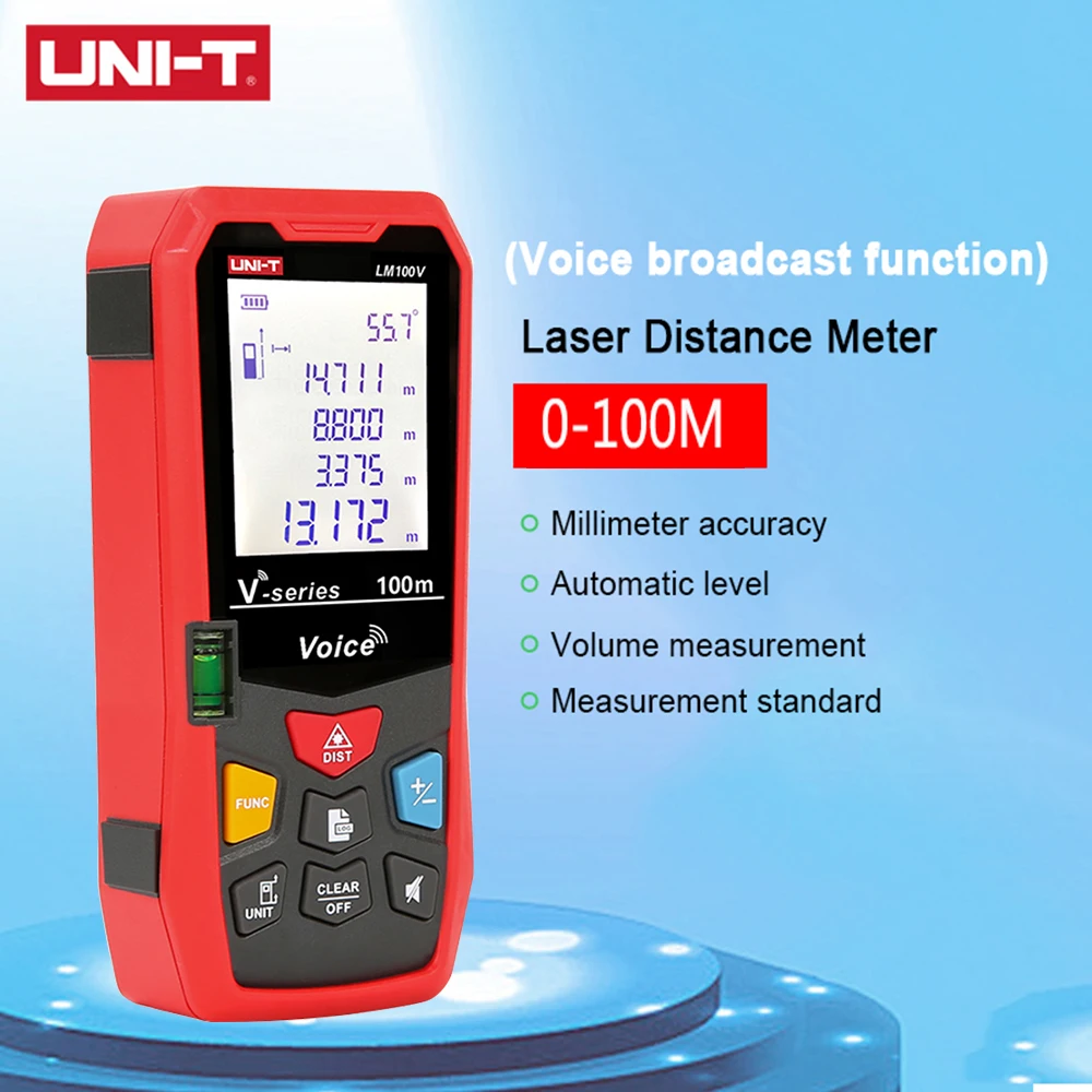 UNI-T LM100V Digital Laser Distance Meter 100 Meter Electronic Ruler Laser Distance Meter USB Rechargeable Accurate Measurement