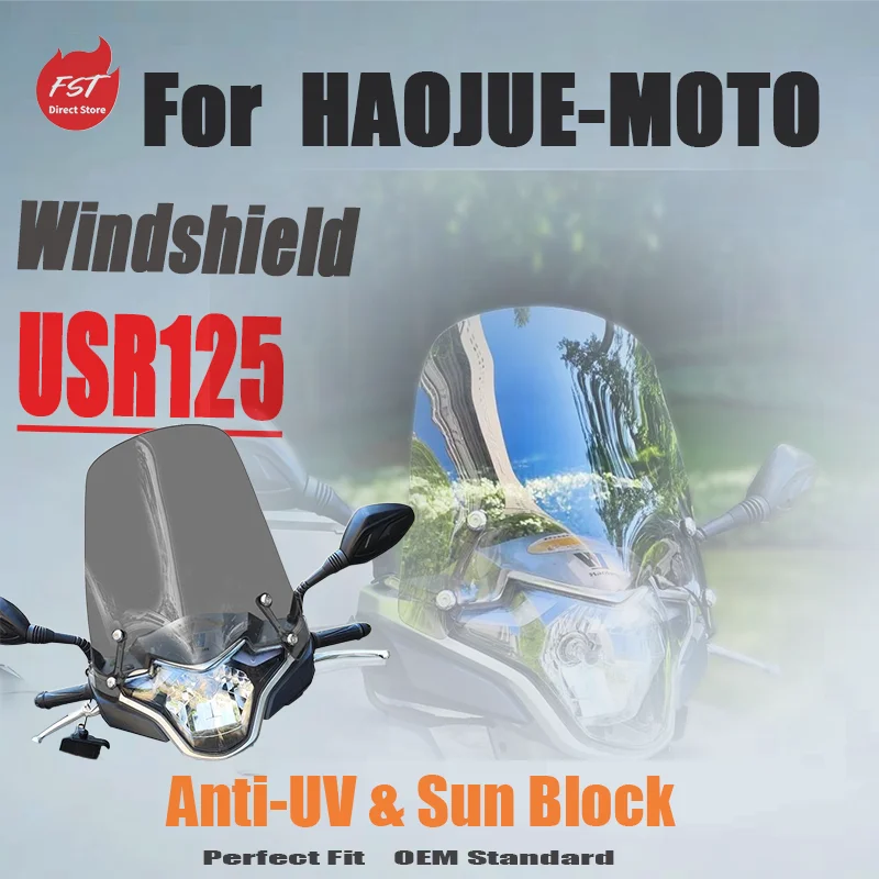 For Haojue USR125 Scooter Dedicated Windshield, Transparent Front Wind Deflector Modified Parts
