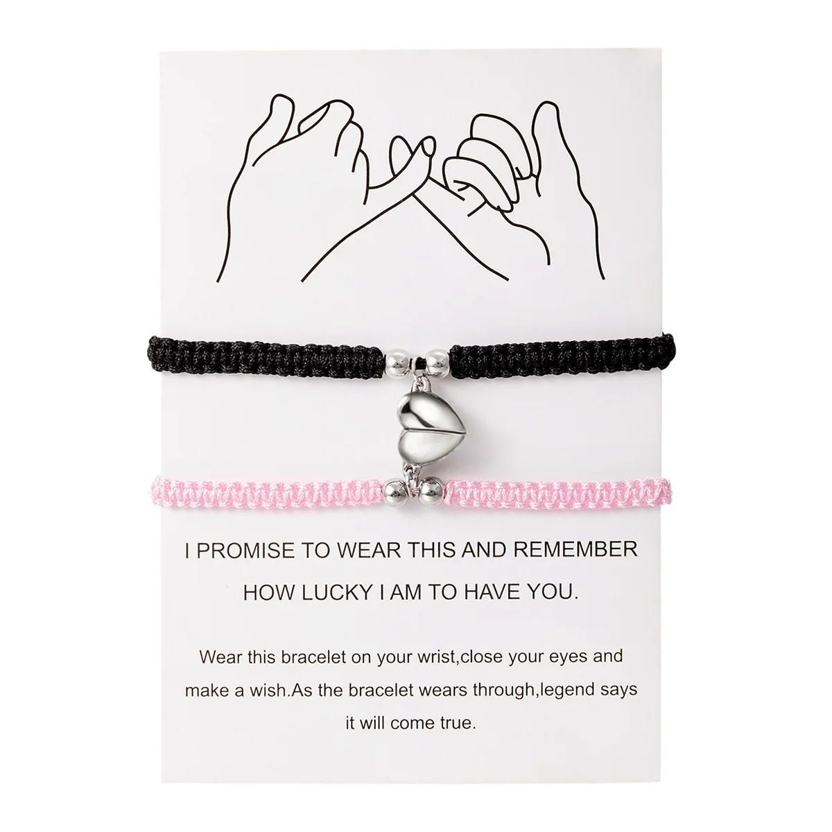 2 Teile/satz Romantische Herz Magnetische Gewinnen Paar Armband Für Frauen Männer Mode Geflochtenen Seil Passenden Armband Freundschaft Schmuck – Detail 2