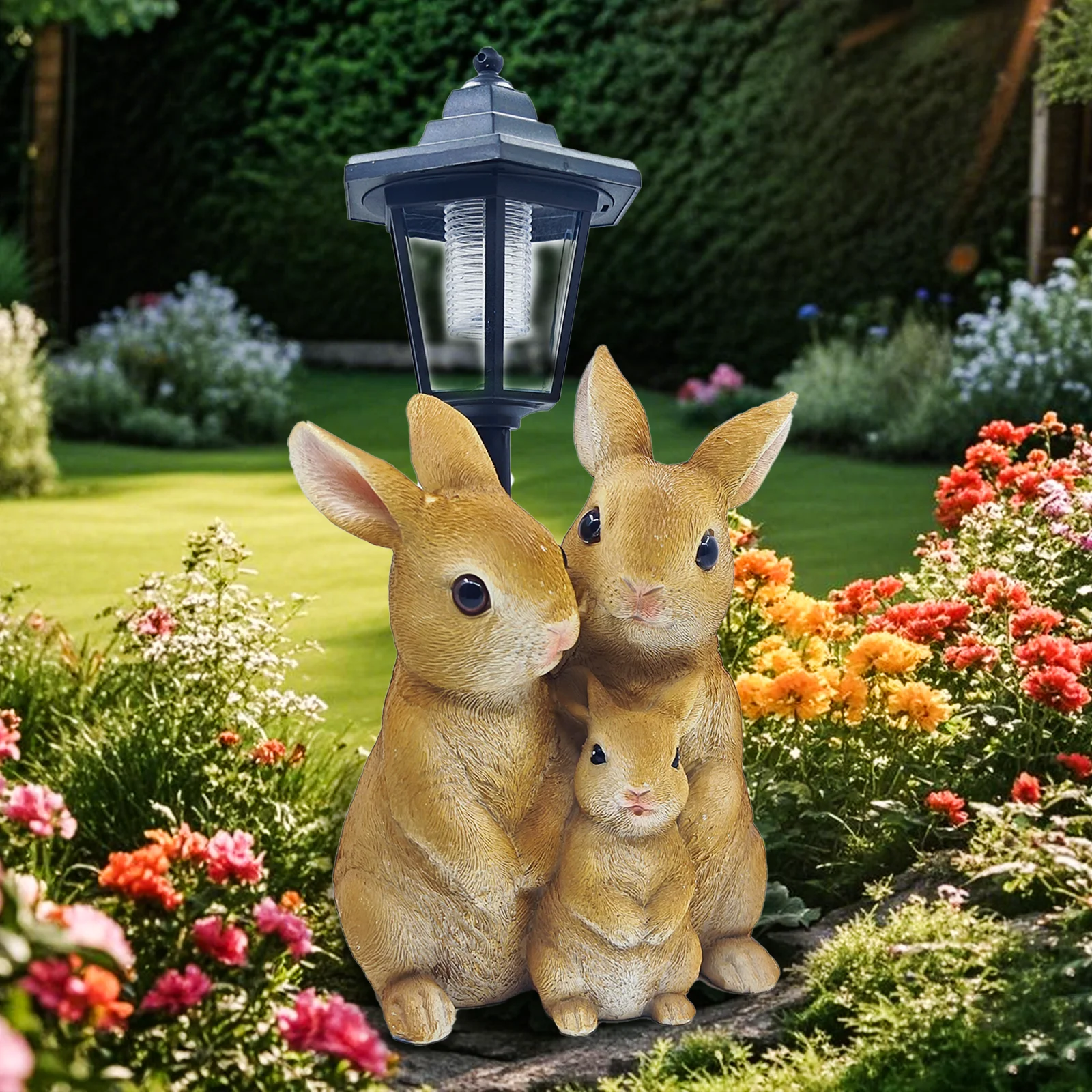 

Solar Garden Statues Outdoor Decor,Rabbit Figurines wiht LED Lights Yard Ornaments Women Garden Gifts,Unique Housewarming Gifts