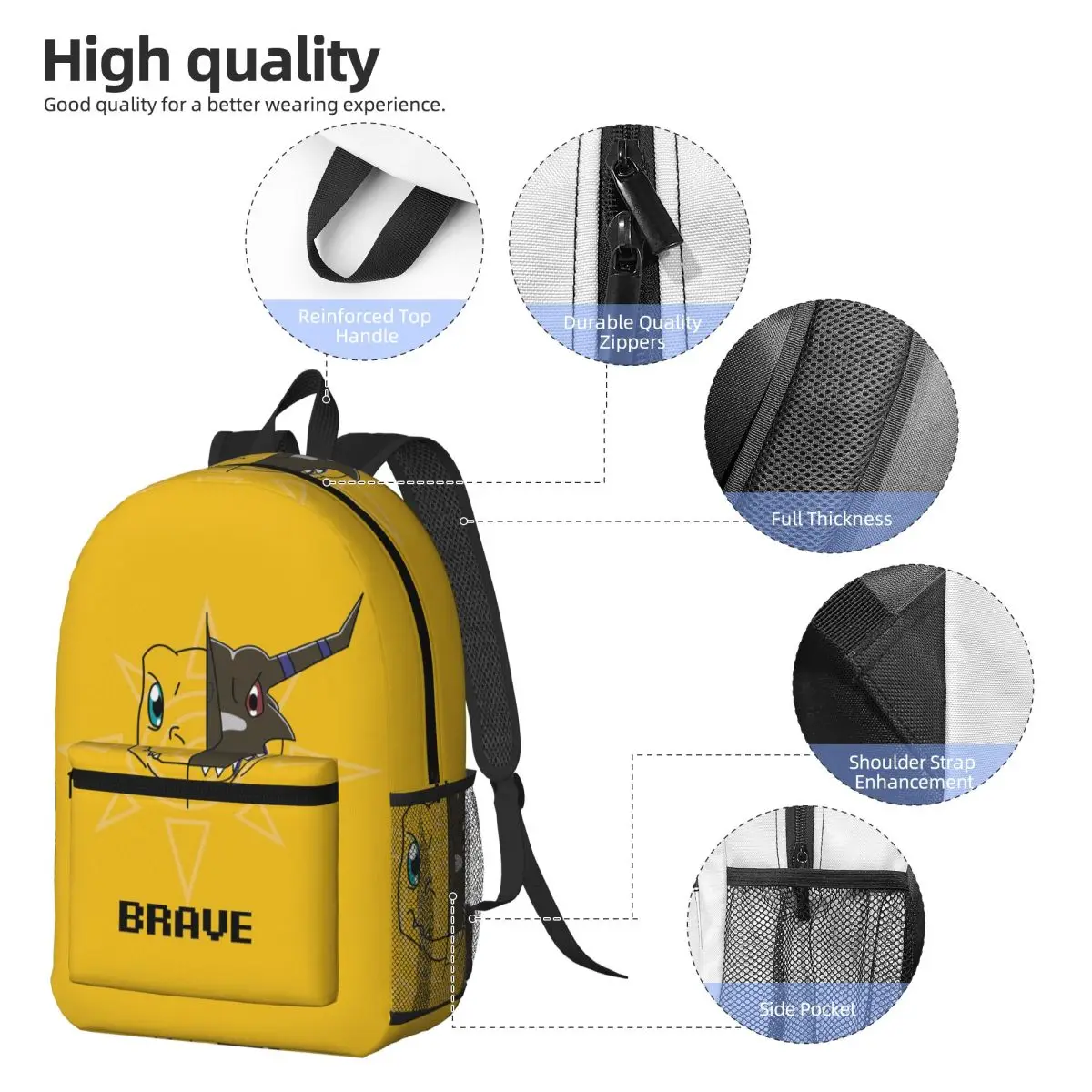 Digimon Brave Backpack Student BookBag Kids School Bag Laptop Shoulder Bags for Men Women