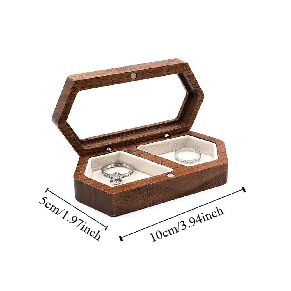 Einfache Samt Mini Holz Ringe Box Quadrat Halskette Ohrringe Ringe Vitrine Luxus Staub-proof Ringe Träger Box Paar