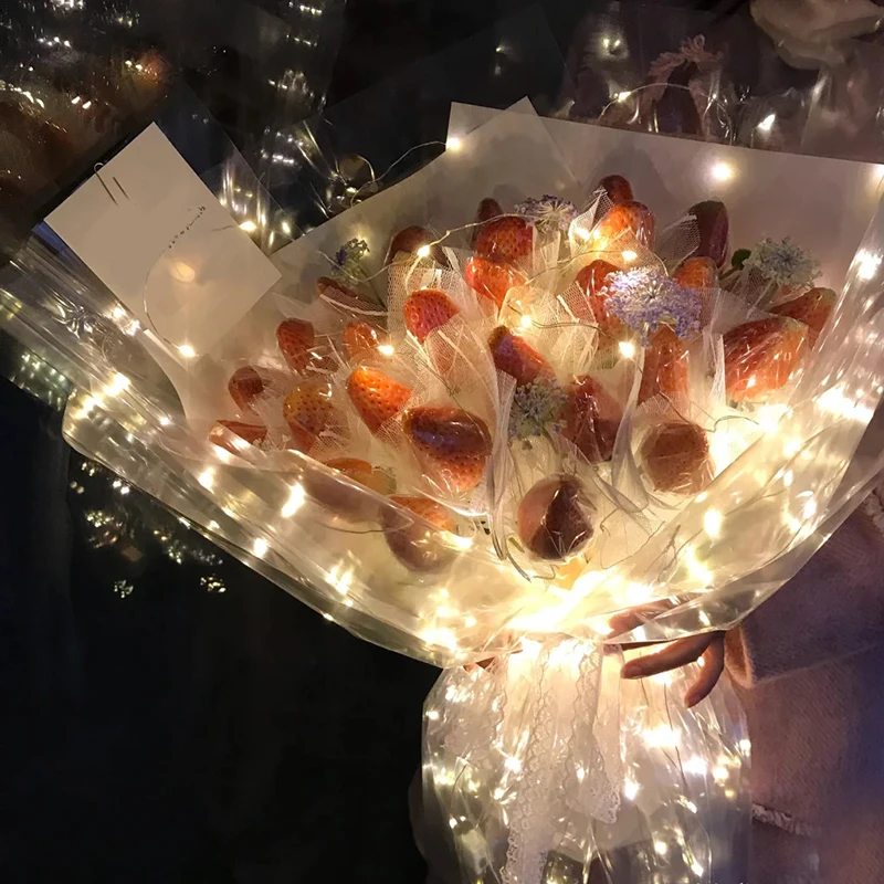 60x60cm LED Luminous Flower Wrapping Paper Waterproof Bouquet Packaging Plastics Material Proposal Wedding Birthday Party Decor