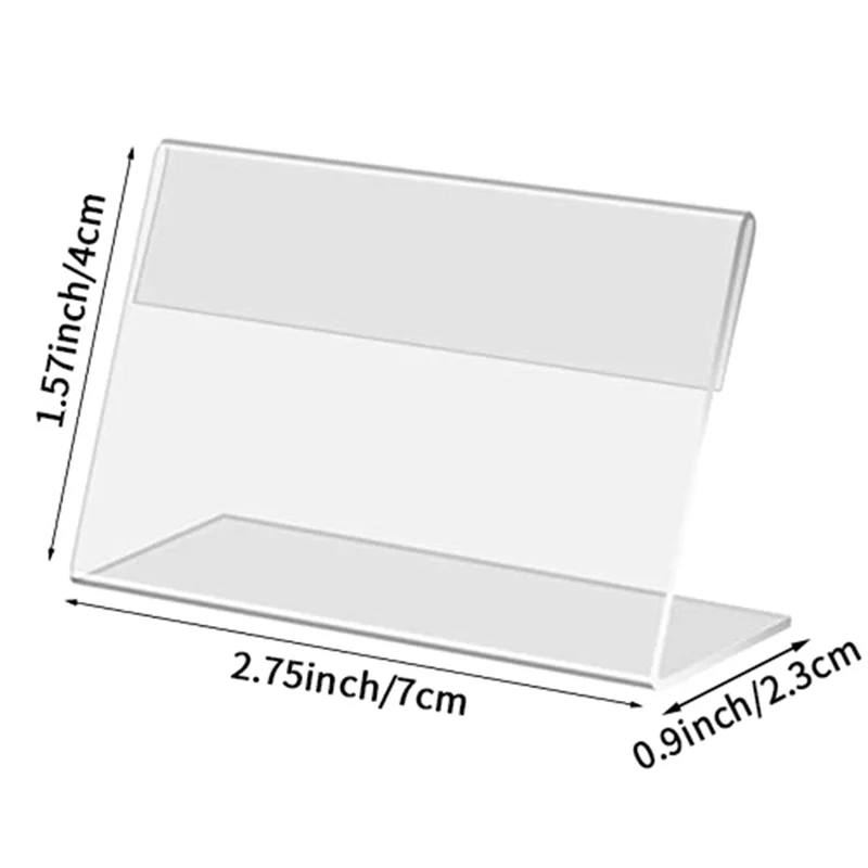 

A34M-30 PCS Mini Sign Display Holder Acrylic 7X4 Cm Horizontal Slanted L-Shape Acrylic Name Card