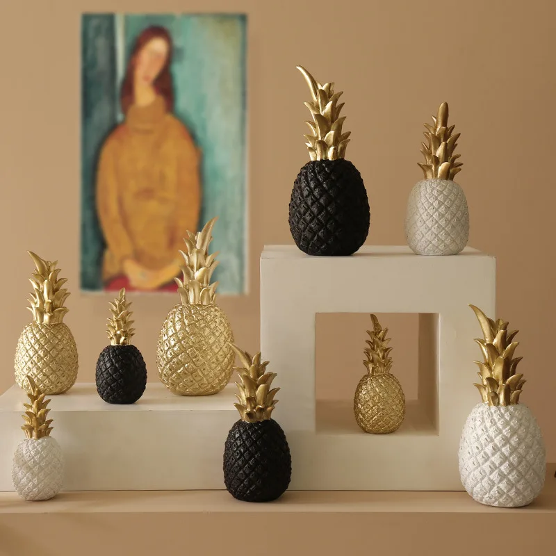 Nordic Gold Pineapple Sculpture Decor Instagrammable Coffee Table Ornament Creative Photography Prop Living Room Home Decoration
