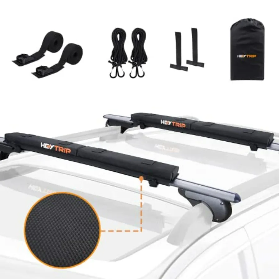 

Roof Rack Pads for Kayak/Surfboard/SUP/Canoe: 30 Aero Crossbar Pads, Black Neoprene, Extra-Grip Surface, Includes 15FT Tie-Down