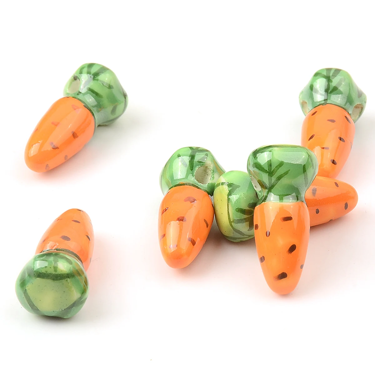 1x2.4cm 5pcs Hand-painted Exquisite Carrot Ceramic Beads For Jewelry Making DIY Bracelet Necklace Earring Accessories