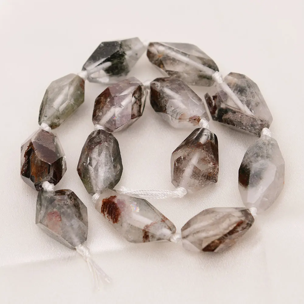 APDGG Natural Mix Color Ghost Quartz Faceted Triangle Nugget  Loose Beads 15.5" Strand Jewelry Making DIY