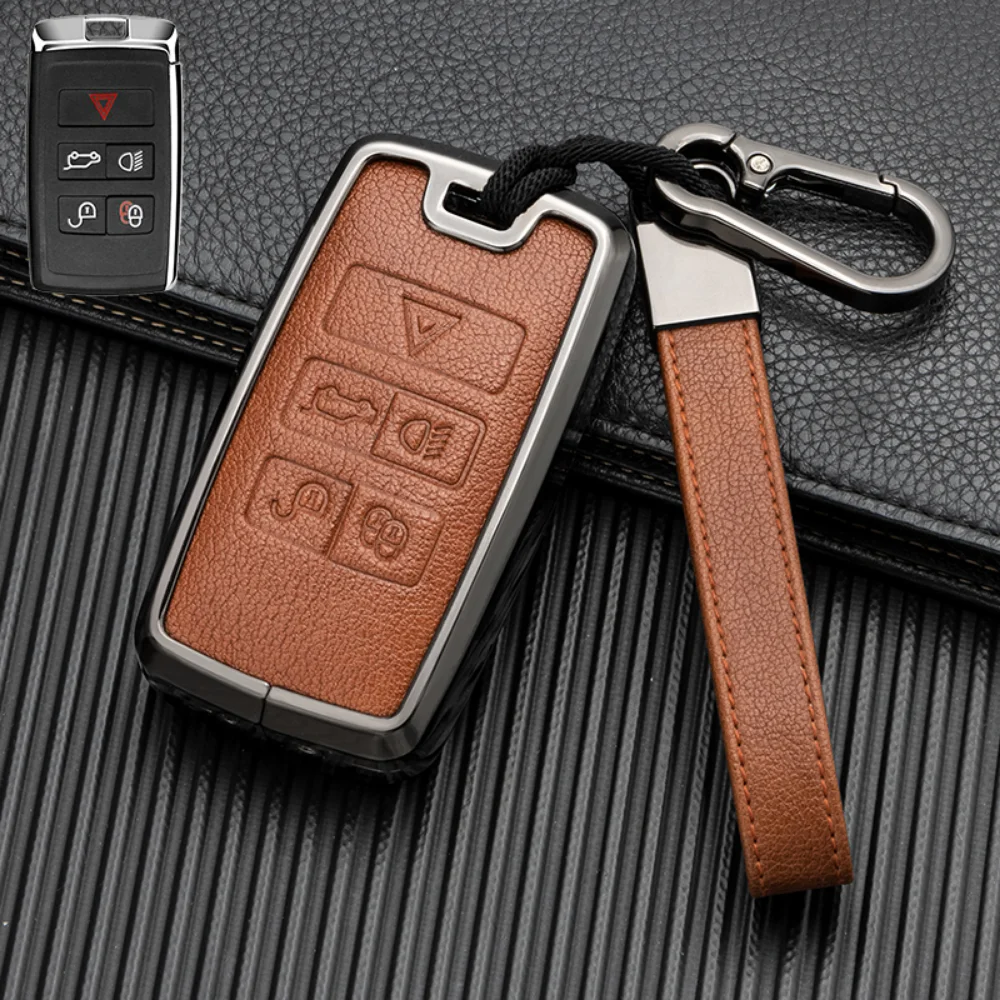 

Leather Car Key Fob Cover Case Protector For Land Rover Range Rover Evoque Discovery Sport Velar For Jaguar XE XF E-Pace F-Pace