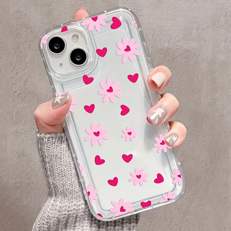 Capa de telefone impressa Love Heart, capa macia à prova de choque, iPhone 14, 15 Pro Max, Plus, 11, 12, 13 Pro, Mini, X, XR, XS, 7, 8 Plus, SE2