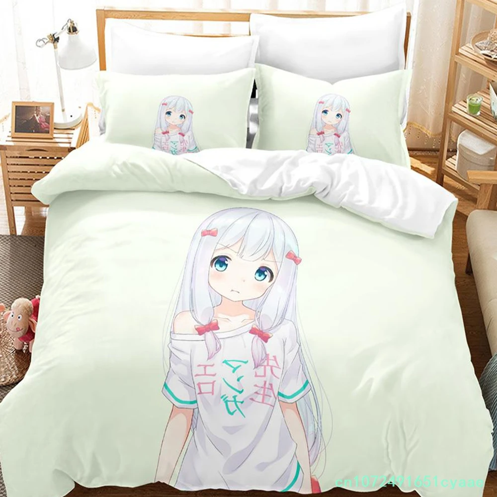 2023 Kawaii Sagiri Eromanga Izumi Bedding Set Single Twin Full Queen King Size Bed Set Aldult Kid Bedroom Duvetcover Sets Anime
