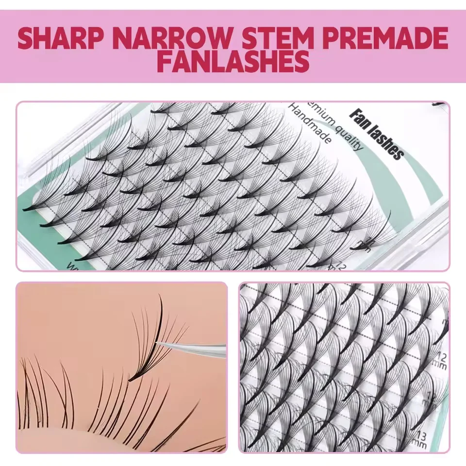 FADVAN 3D/7D/9D/13D رموش المنك الصناعية المصنوعة مسبقًا من Wispy رموش حادة جذعية روسيا حجم فردي مراوح رمش تمديد