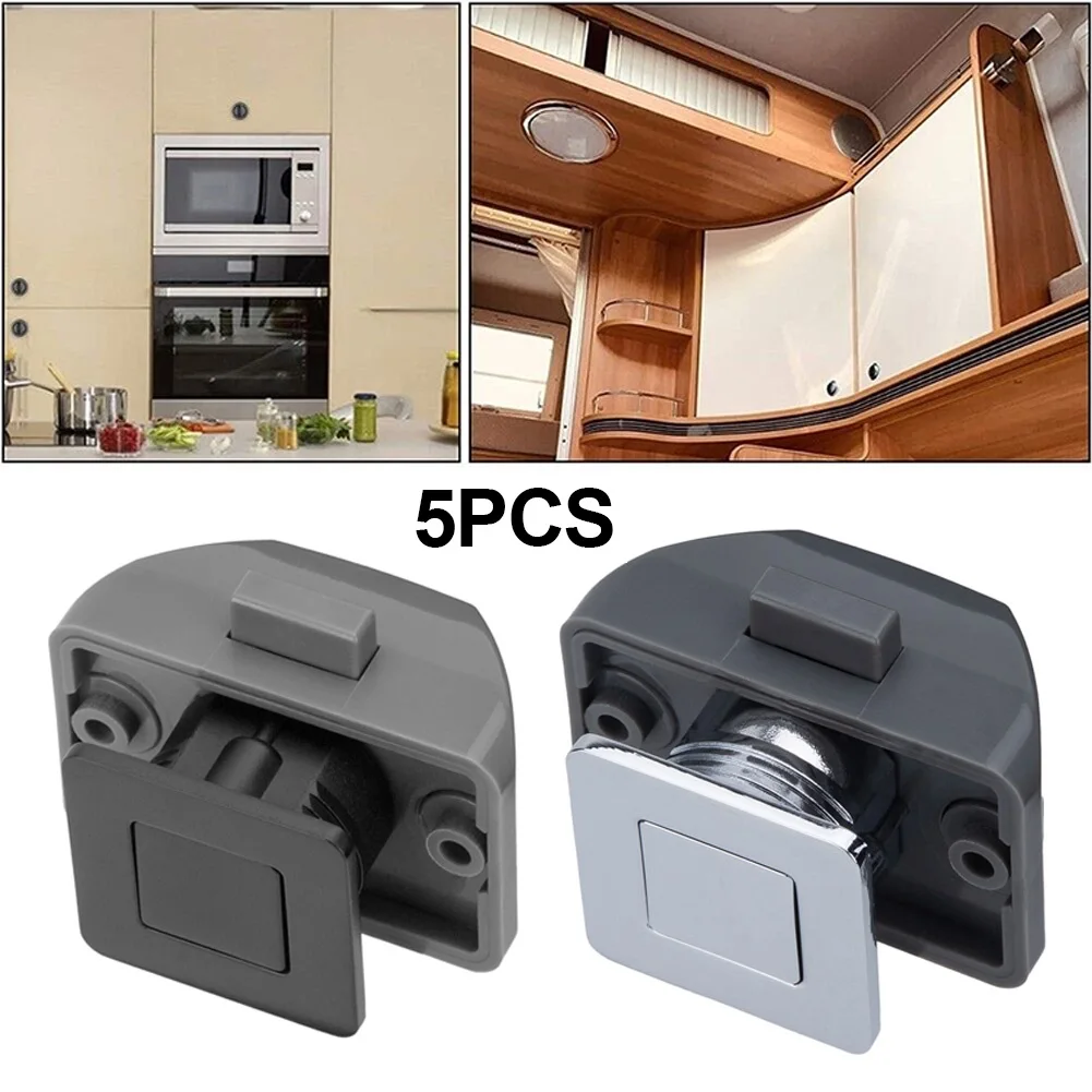 

5pcs Button Catch Lock Push Button Catch Lock Cupboard Door Motorhome Cabinet Camper Caravan Latch Knob High Quality