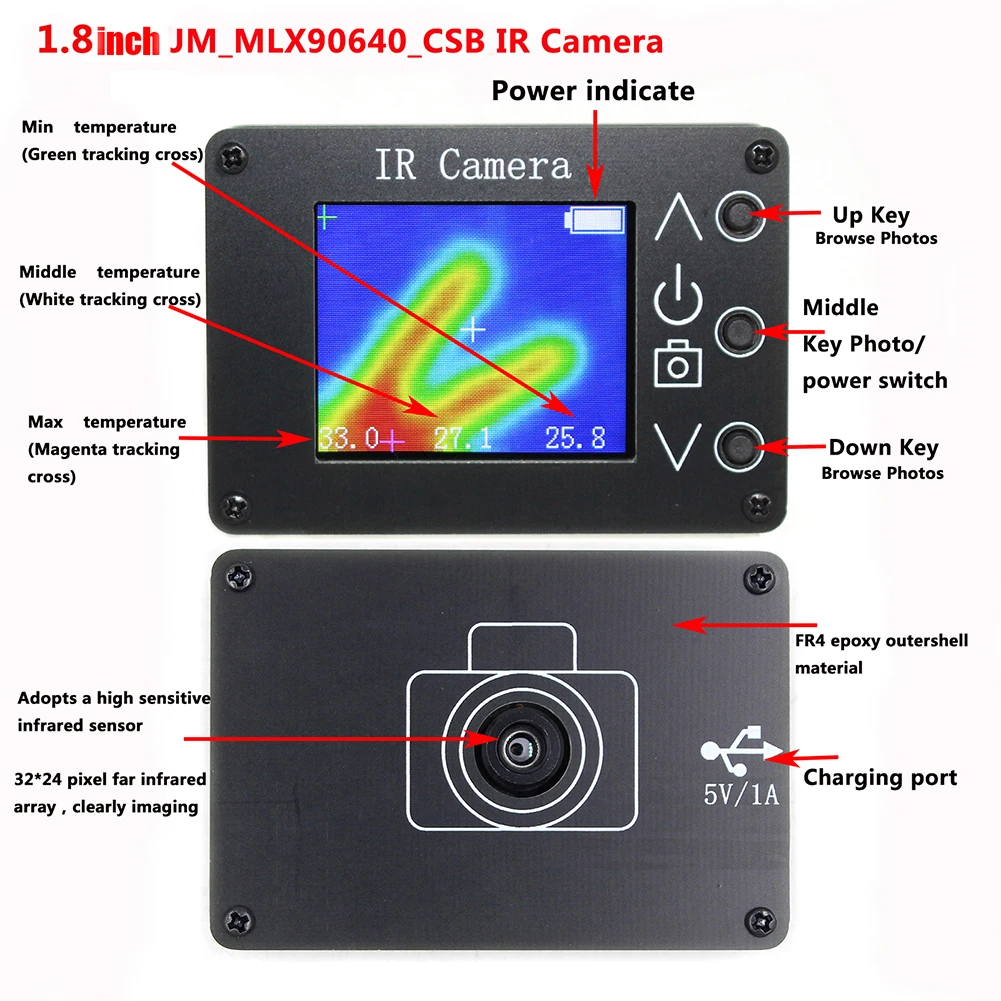 Digital Infrared Thermal Imager Infrared Temperature Sensor 160*120 Pixel TFT Screen Portable for Household/industrial Use