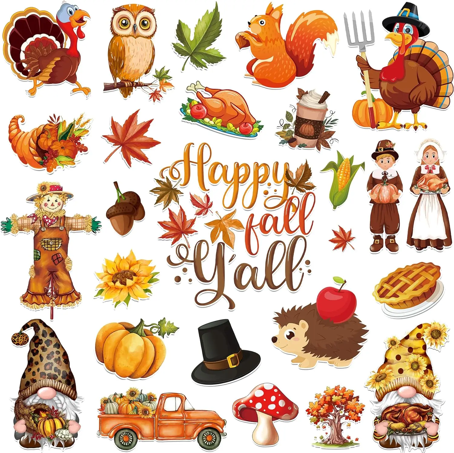 Fall Thanksgiving Refrigerator Car Magnets Decoration 25Pcs, Magnetic Thanksgiving Decorative Door Stickers Fridge Decors Car De