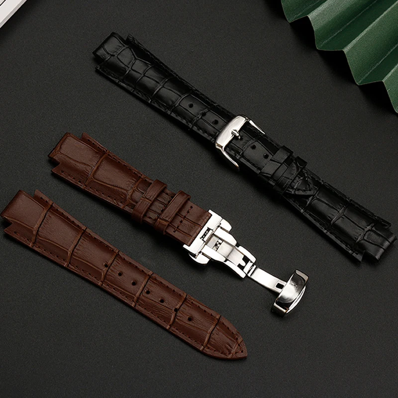 For Tissot 1853 T60 Strap Belt T60.1.513 Women Bracelet Convex End Watch Strap 24x14mm Cowhide Leather Watch band accessories