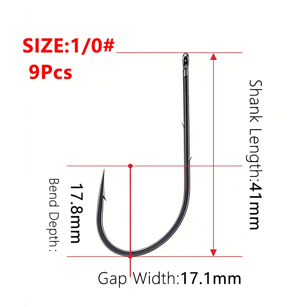 BKK 9077-NP Rechte Baitholder Haken Hoge Treksterkte Super Slide Coating Vishaakjes voor Baars, Mandarinvis, Zacht Aas, Levend Aas