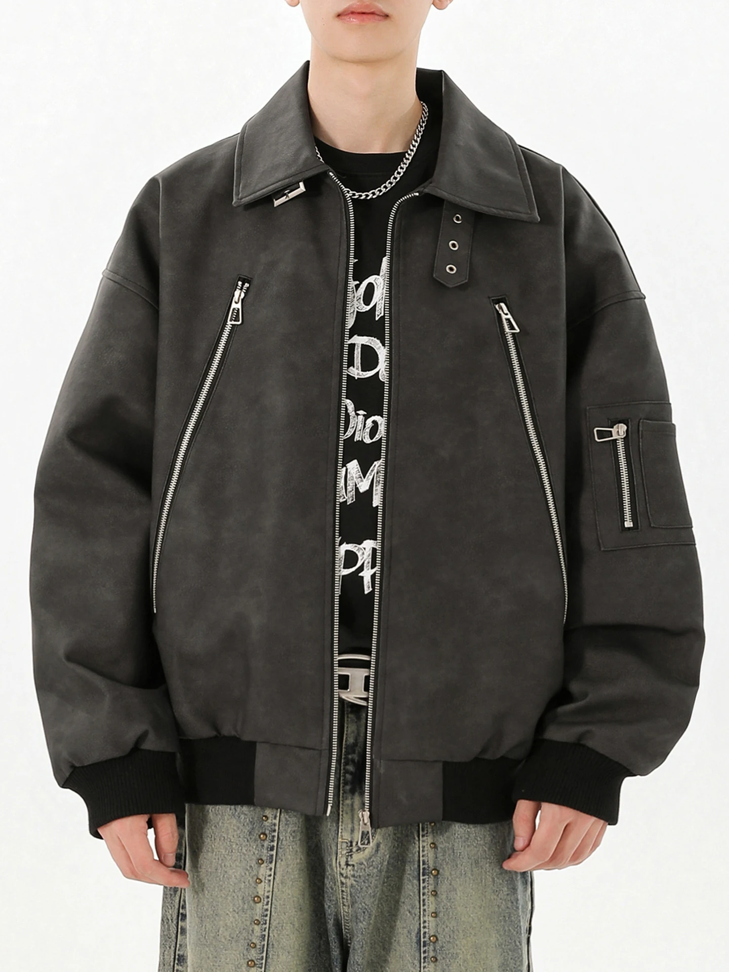 Dukun Meirade Pu cuero Jaet hombres mujeres primavera otoño Faionable diseño americano Biker chaleco Harington abrigo prendas de vestir exteriores