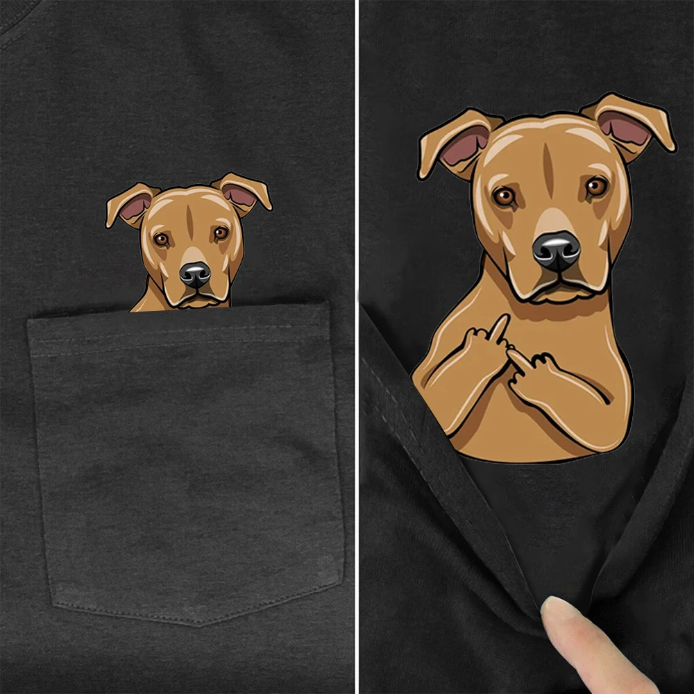 Camisetas CLOOCL Pitbull, divertidas pegatinas de dedos medios de animales, Camiseta estampada, camisetas de algodón blanco y negro, camisetas de