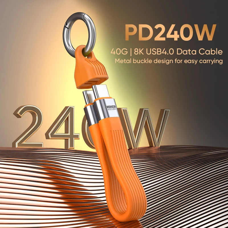 PD240W Cable corto USB C a tipo C 5A Cable de carga rápida USB 8K 40Gbps Cable de fecha para iPhone17 16 15Pro Max Huawei Xiaomi Samsung Max