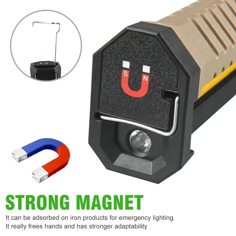 Lampe de poche LED pliable COB, lampe de travail portable, 7modes, magnétique, aste par USB, torche
