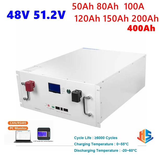 48V 51.2V 80Ah 100Ah 100A 120Ah 150Ah 200Ah 10 KWH 300Ah 400AH lifepo4 lithium batterry bluetooth App BMS for Solar system