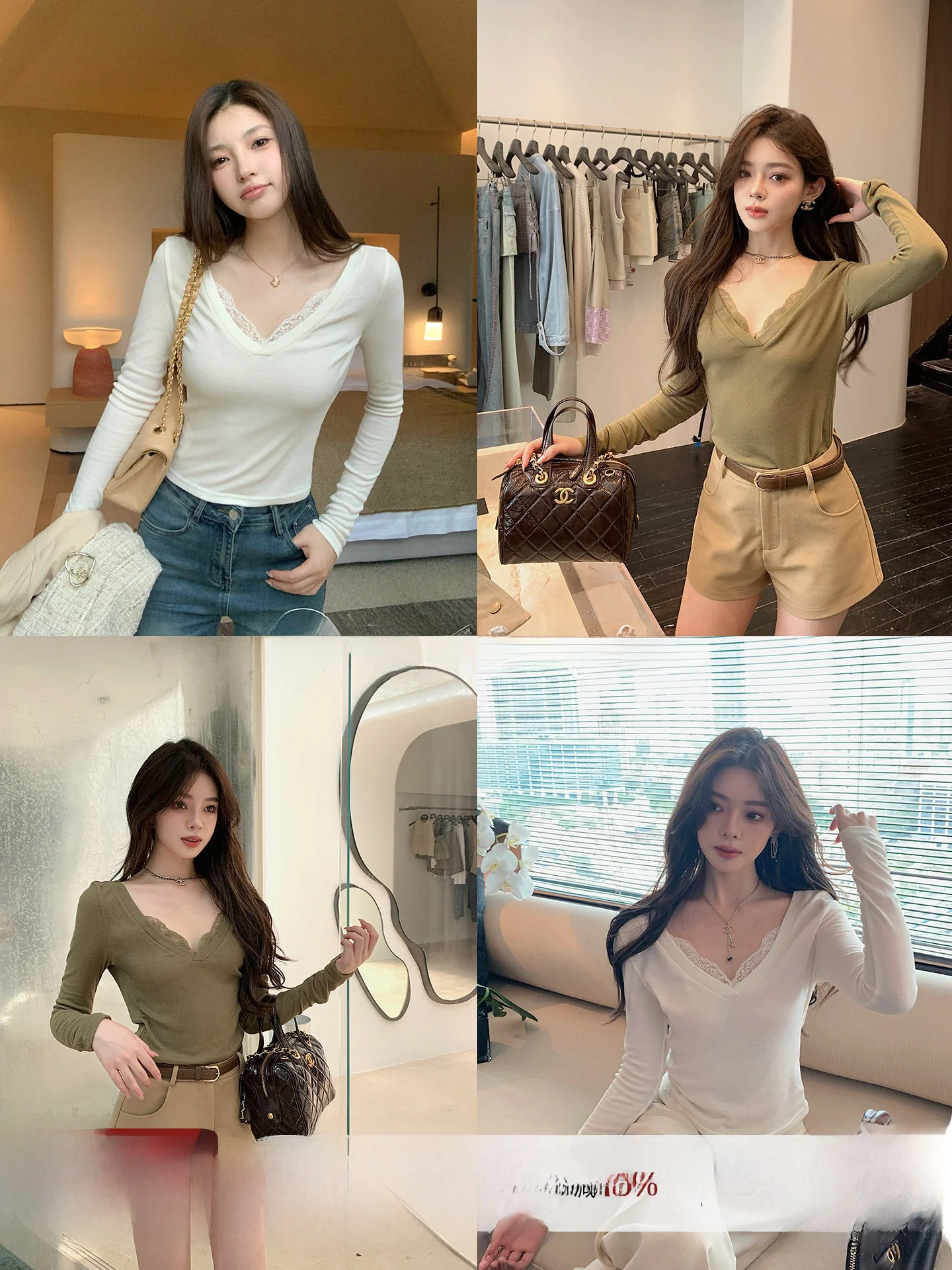 

Qiu Rou Yao Loose een Gentle Pure Desire Lace Collar Knitted Sweater Women's Spring New Slim Waist Splicing Top