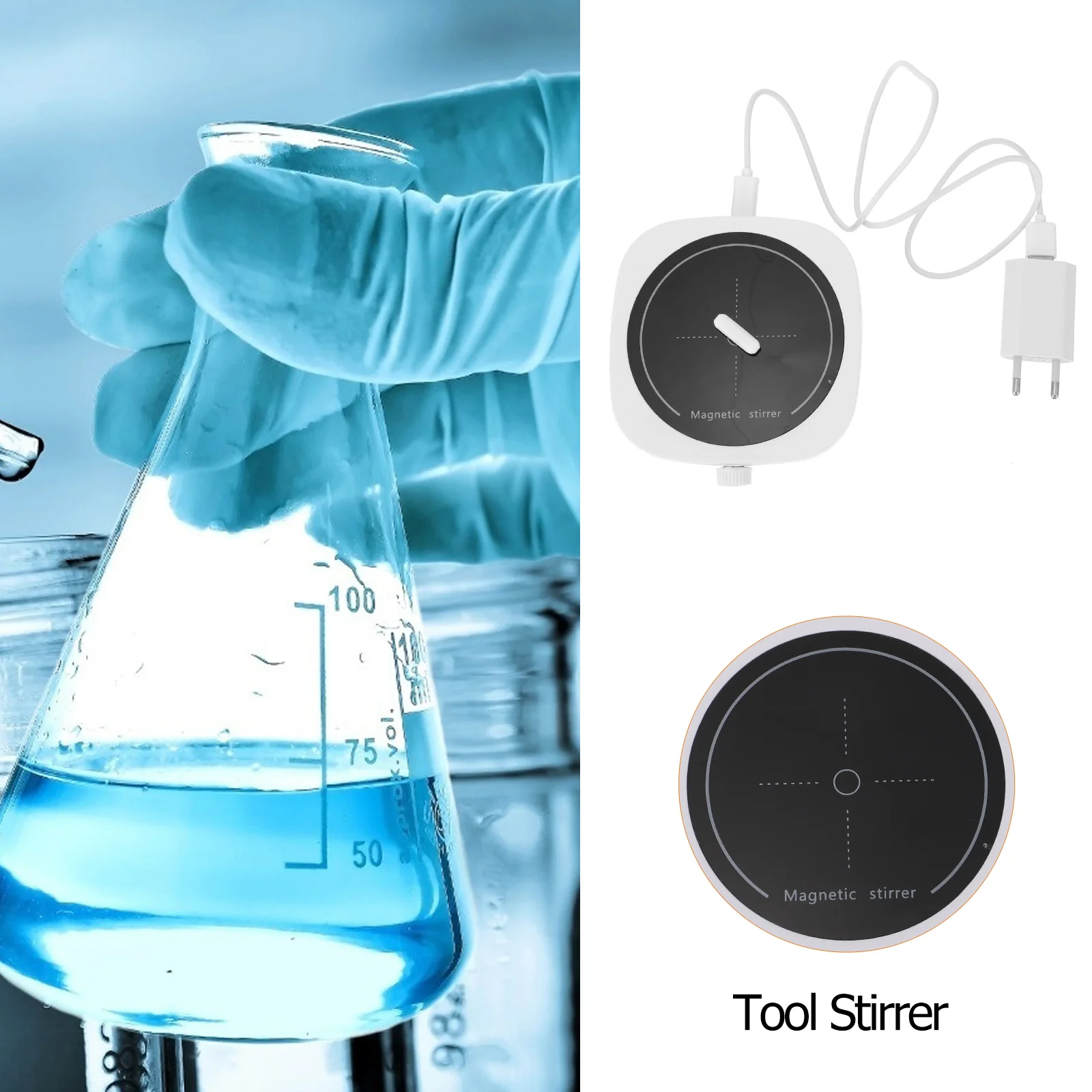 Magnetic Stirrer Laboratory Accessory Labs Heating Plate Portable Electromagnetic Mixer for Glass