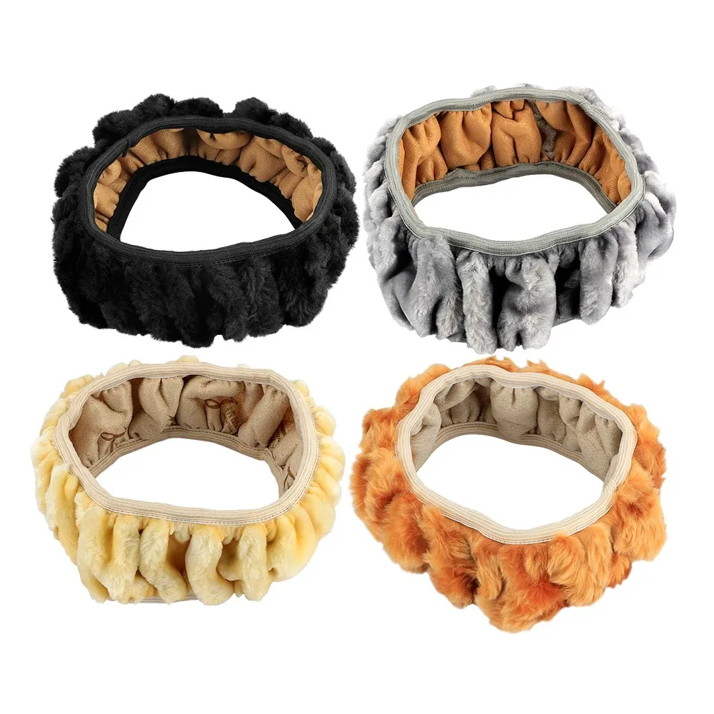 Premium Soft Short Fur Car Steering Wheel Cover High-density Warm Plush Winter Steering Wheel Protector Cover 38cm Accessories 2