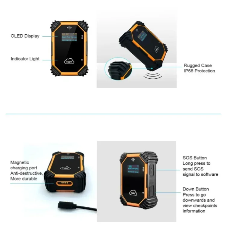 Sistema di monitoraggio della pattuglia della guardia di sicurezza con tag RFID 4G GPRS GSM GPS RFID basato su cloud impermeabile