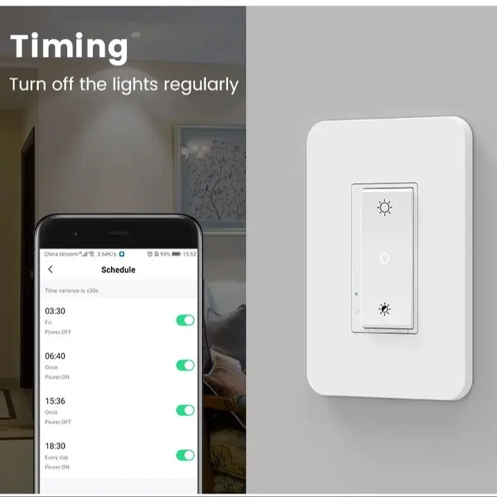 

Milfra 3-полосный диммер Tuya Wi-Fi, умные переключатели с одной кнопкой, регулируемые переключатели, голосовой пульт дистанционного управления, работает с Alexa Google Home