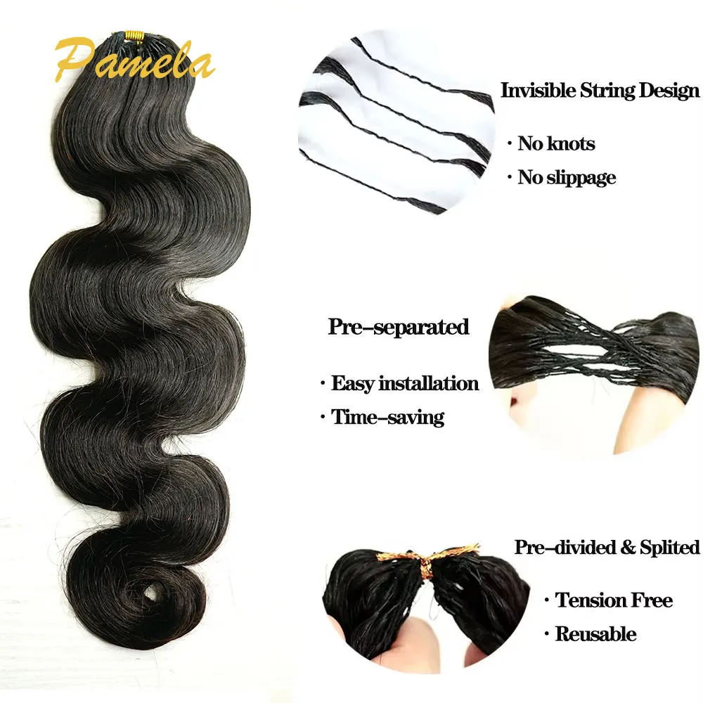 Knotless Pre-Separated Crochet Hair Extensions Human Hair Body Wave Feather Crochet Braid Hair Extensions 100% Human Hair