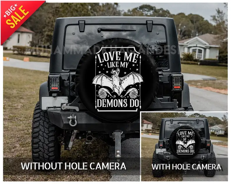 

Love Me Like My, Demons Do, Rose Lover, Bat, Funny Bat Car Accessories For Women, Gift For Mom, Car Accessories, Spare Tire Cove