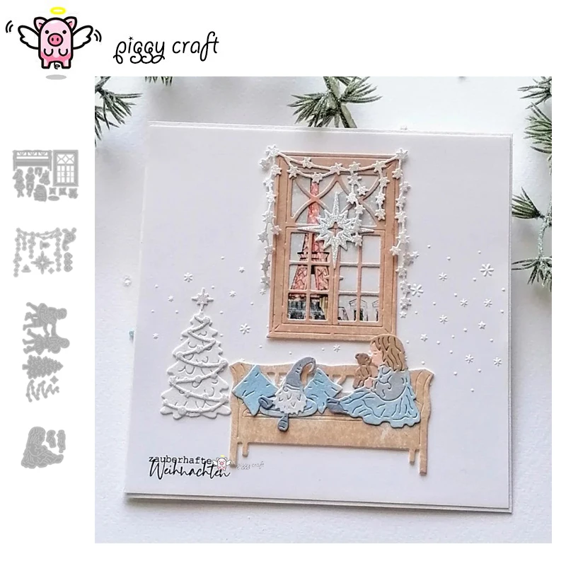Piggy Craft Metall-Stanzformen, geschnittene Form, festliche Weihnachtsdekorationen, Scrapbook-Papier, Bastelwerk, Messerform, Klingenstanzer, Schablonen