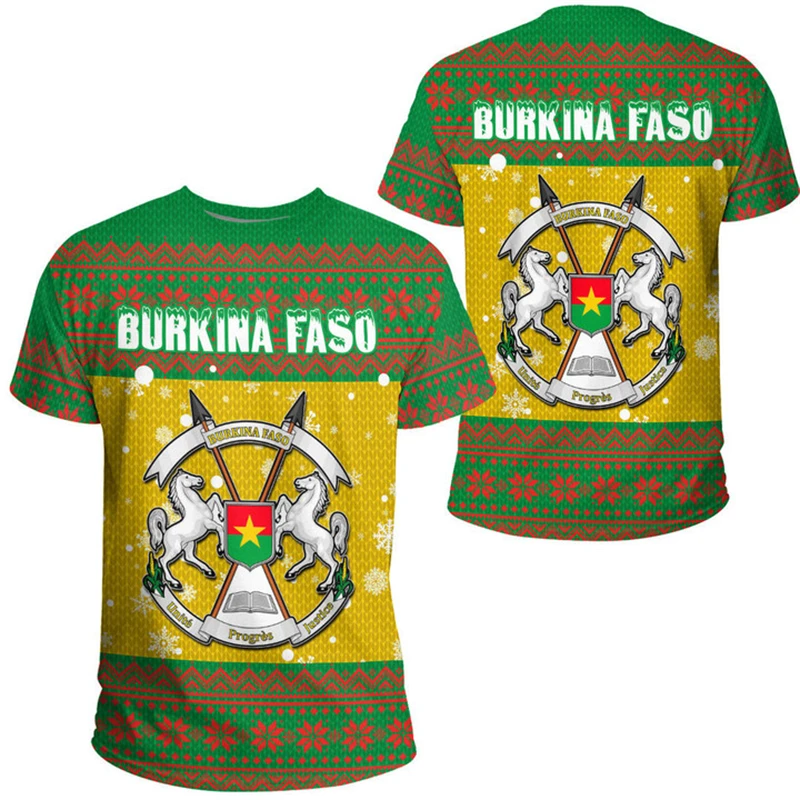 Burkina Faso Jersey Men's T-shirt O-Neck Oversized Short Sleeve Clothing 3D Print BF Flag Fitness Football Team Shirt GYM Tops
