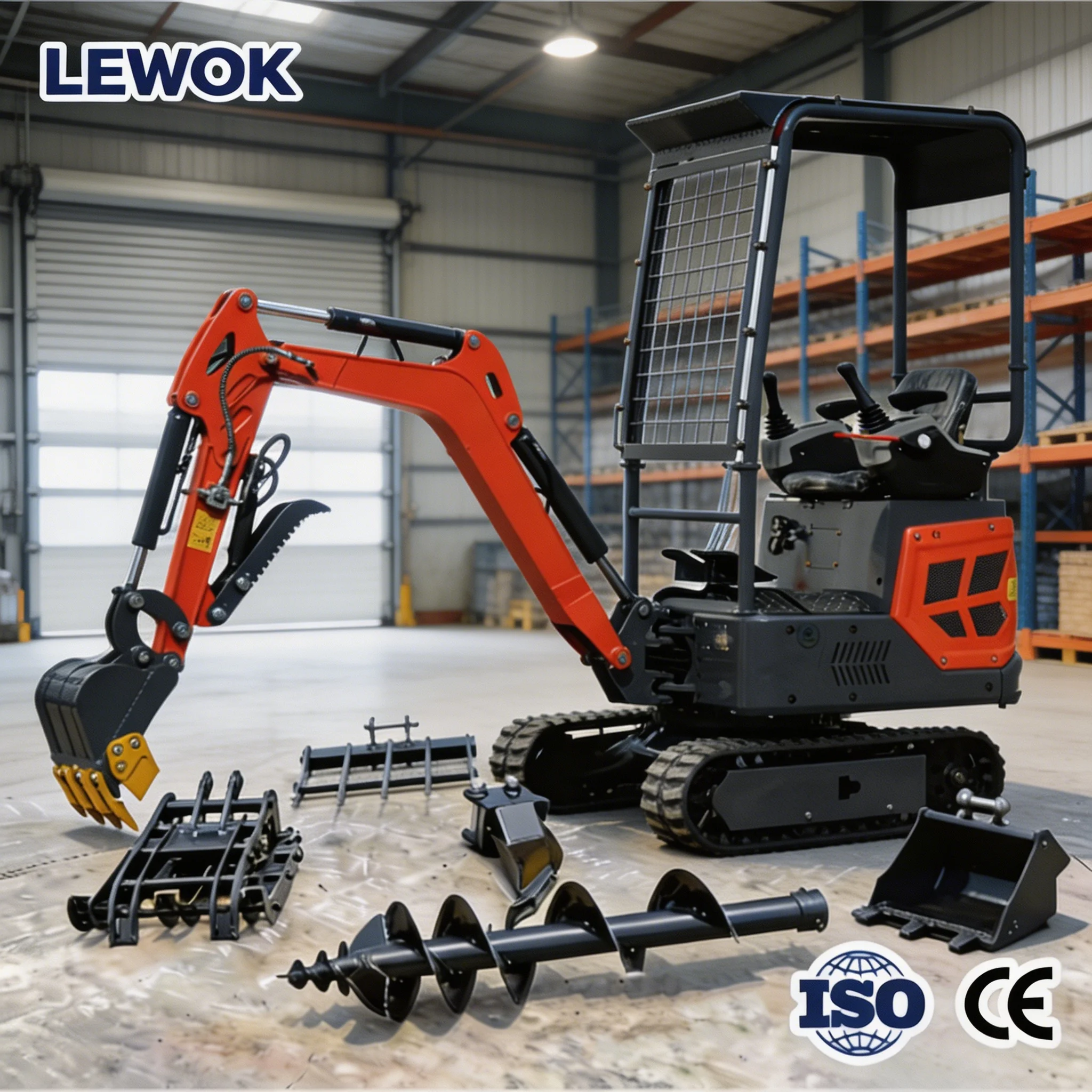 

LEWOK 1.5 ton Mini Excavator Kubota Engine Mini Crawler Digger Farm Small Excavator for Garden Construction Farm Customizable