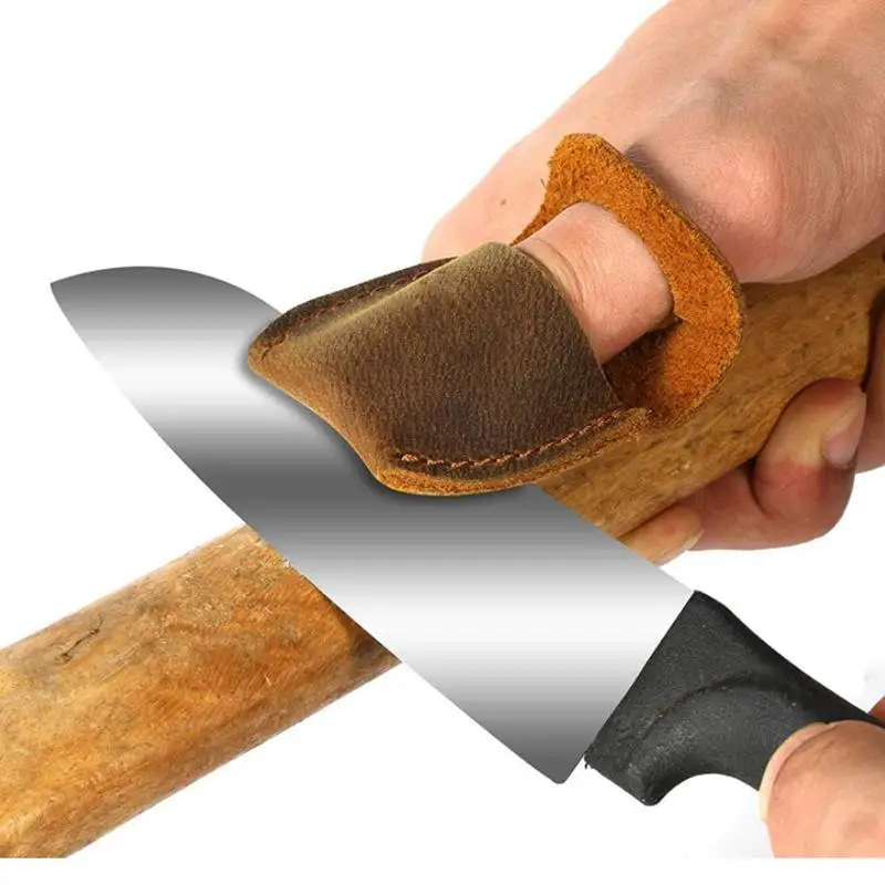 Cowhide Knife Sharpening Finger Guard Anti Slip Protection For Kitchen Woodworking Grinding Projects