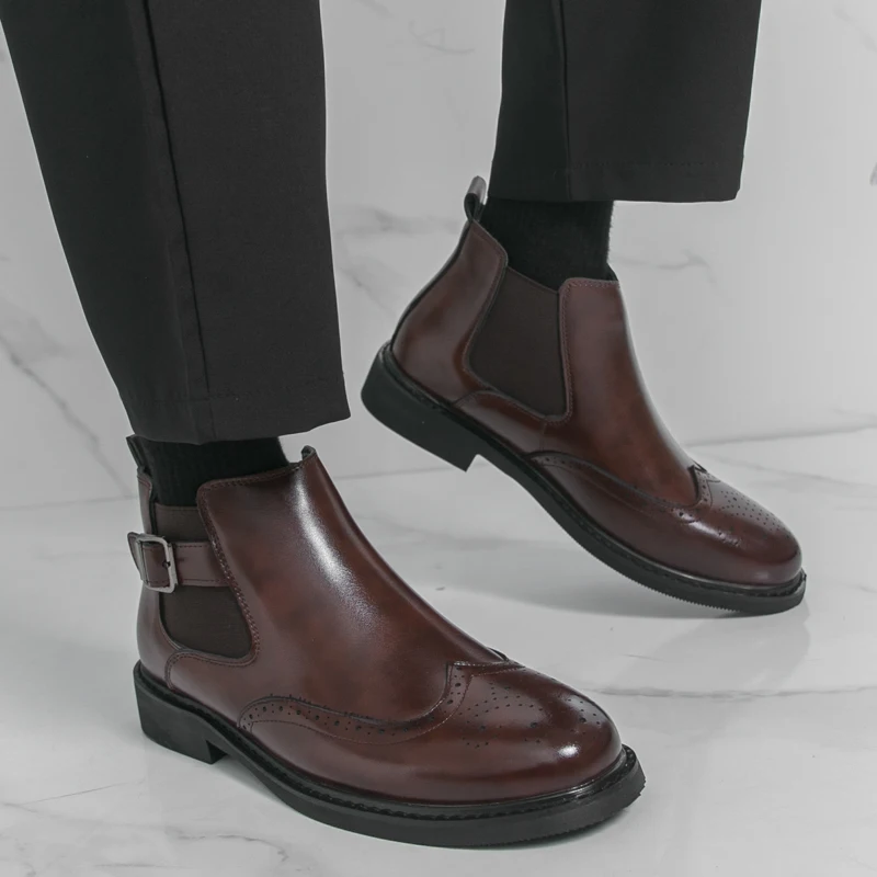 

Men's British Style Chelsea Boots 2025 - Autumn Winter High-Top Retro Fashion Ankle Leather Boots