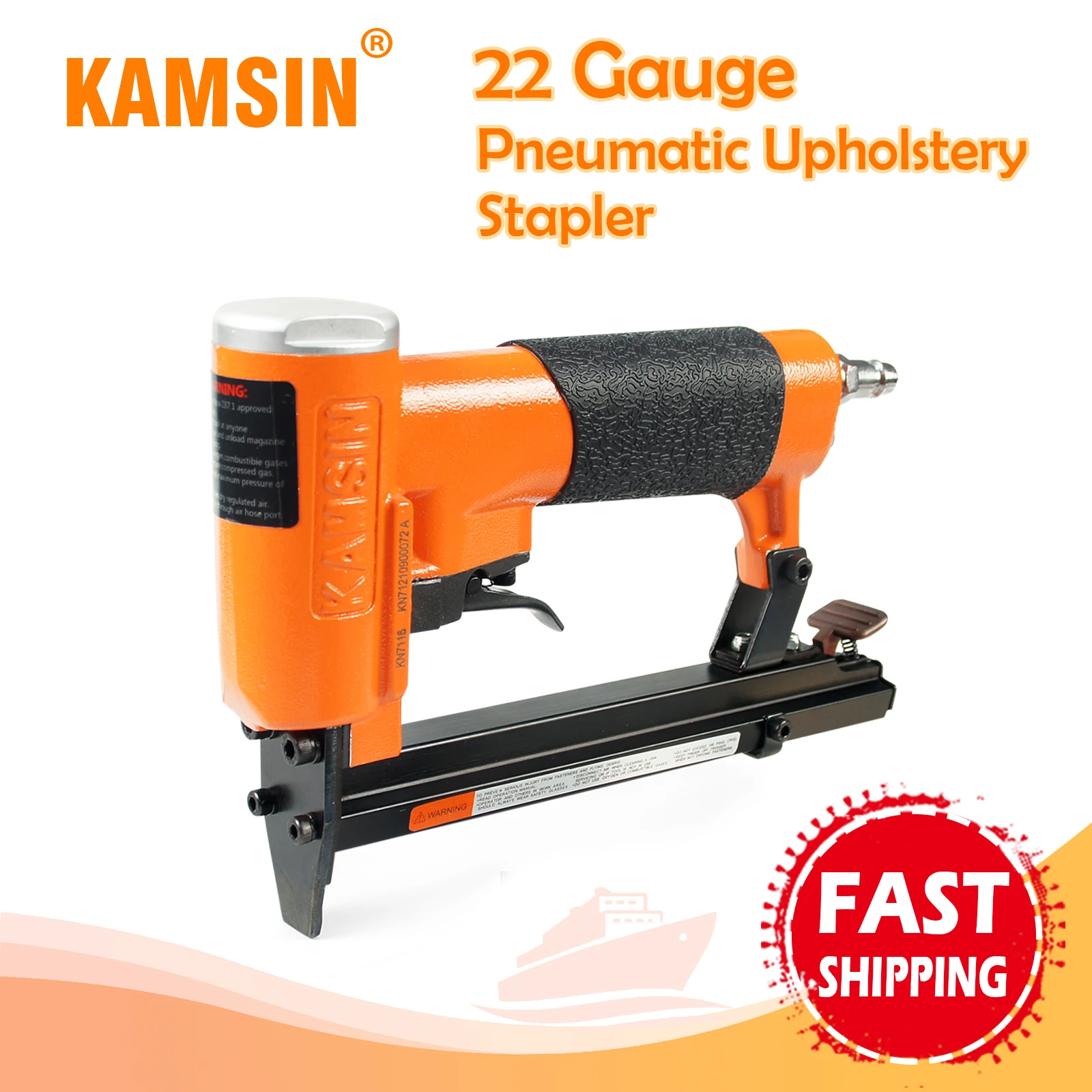 KAMSIN KN7116 22 Gauge Pneumatic Upholstery Stapler 71 Series 3/8-Inch Crown  Fine Wire Stapler for Furniture