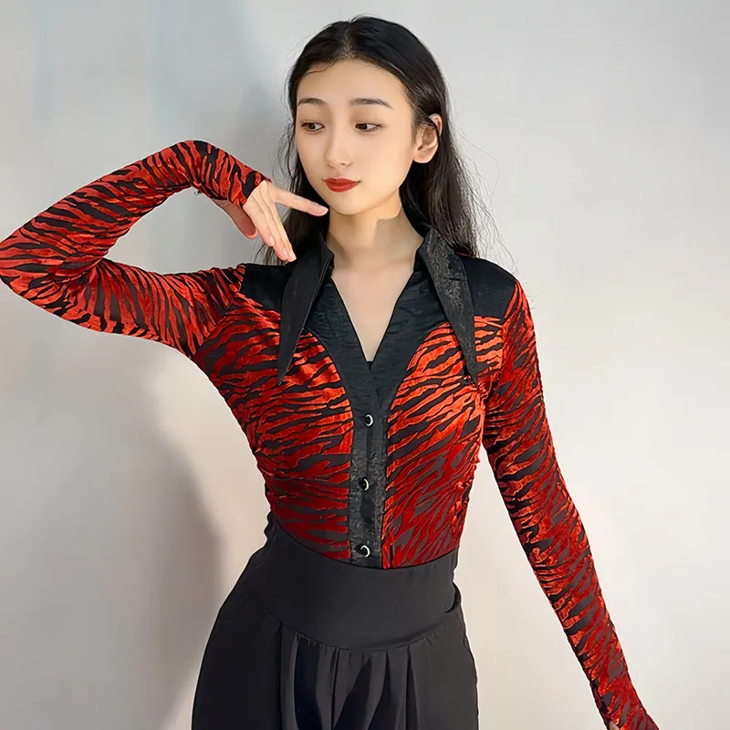 Women's Classic Shirt Bodysuit Top Fashion Latin Ballroom Style High Quality Material Perfect for Daily Training and Casual Wear