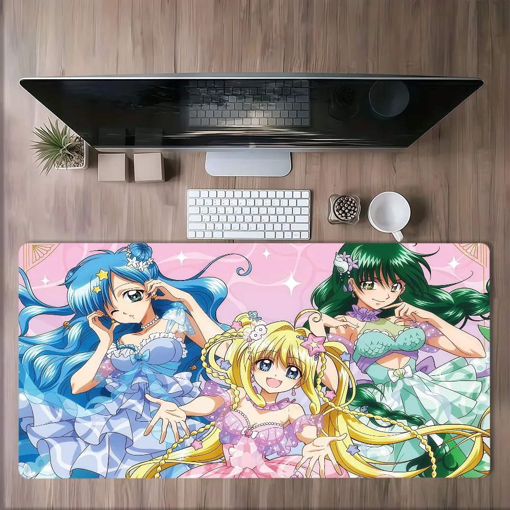 Anime M-Mermaid Melody Mouse Pad Large Non-slip Lockedge Desktop Computer Desk Mat Keyboard Writing MousePad Office Game Student