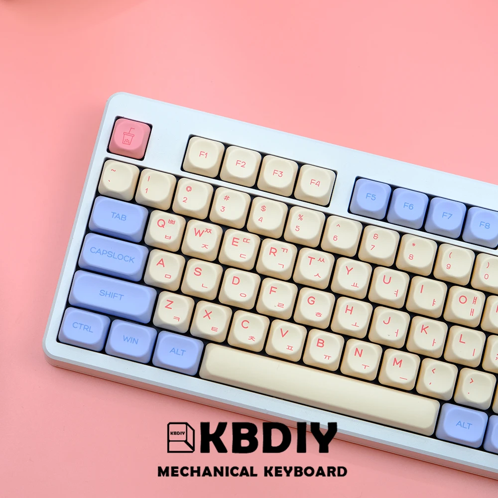 KBDiy 141 Keys/Set PBT Marshmallow Keycap KOA Profile 7U Japanese Russian Korean Keycaps for Mechanical Keyboard ISO MAC Key Cap