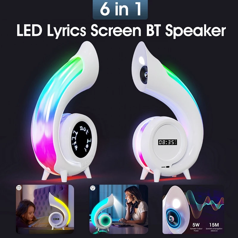 Mini lámpara de ambiente inalámbrica Conch táctil para ajustar la iluminación lámpara de escritorio RBG altavoz inalámbrico Bluetooth despertador